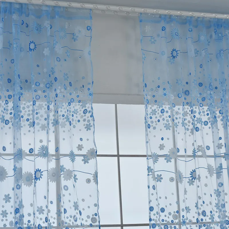 Chic Room Stylish Floral Tulle Voile Door Window Curtain Drape