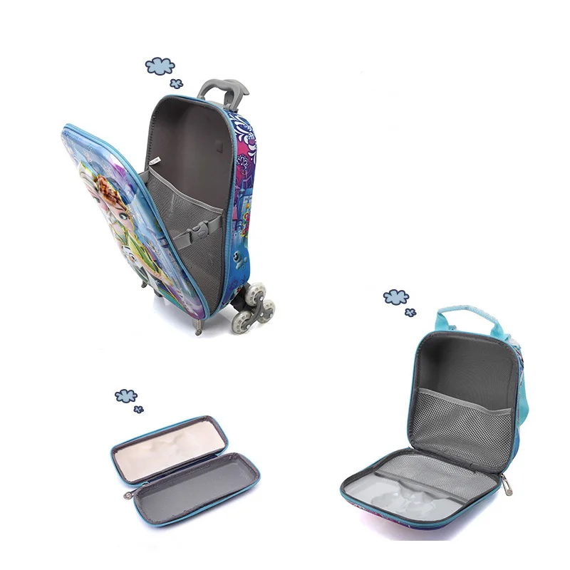 3D стерео чехол на колесиках милый большой герой 6 Детский чемодан для путешествий мальчик девочка мультфильм Ланч сумка пенал Мстители детский подарок