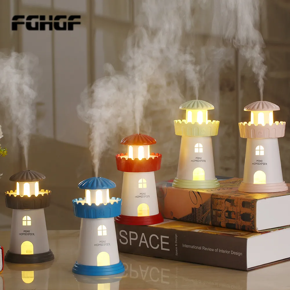 

Wholesale 150ml Lamp Lighthouse Humidifier USB Led Air Diffuser Purifier Atomizer Tower Essential oil diffuser for Home in car