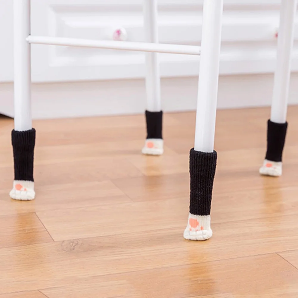 Милые носки с кошачьими ушками, Защита ног, противоскользящие вязаные перчатки для домашней мебели, 4 шт./компл