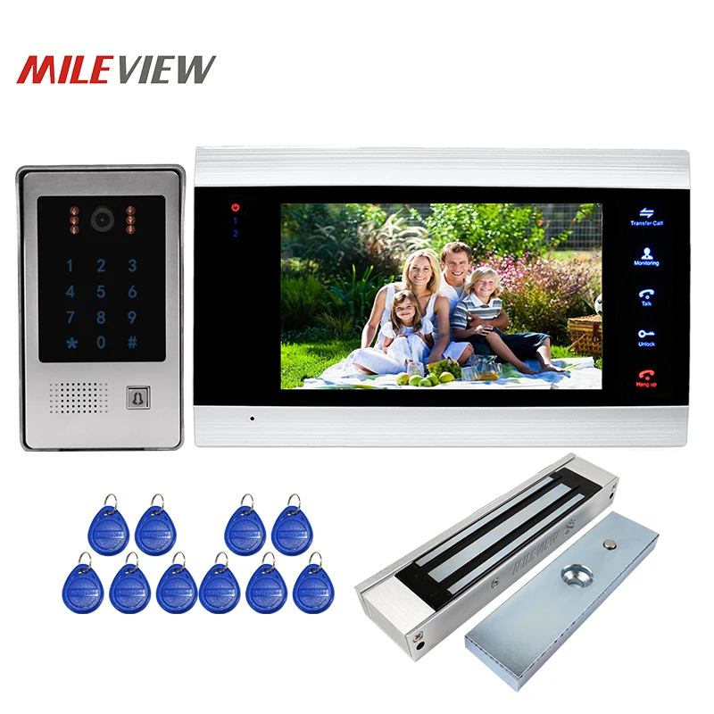 

Free Shipping 800TVL HD 7" Video Door Phone Intercom System Record Monitor Code Keypad RFID Unlock OutDoor Camera Magnetic Lock