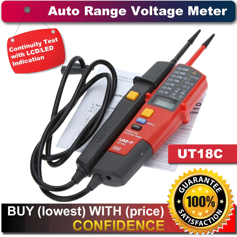 UNI T Auto Range Voltage Tester from 12V to 690V LCD/LED