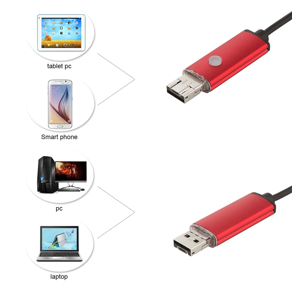 10m Borescope USB Camera Endoscope 7MM OTG Micro USB Endoscopic Inspection Camera with 6 LED for Android/Win7/8/10