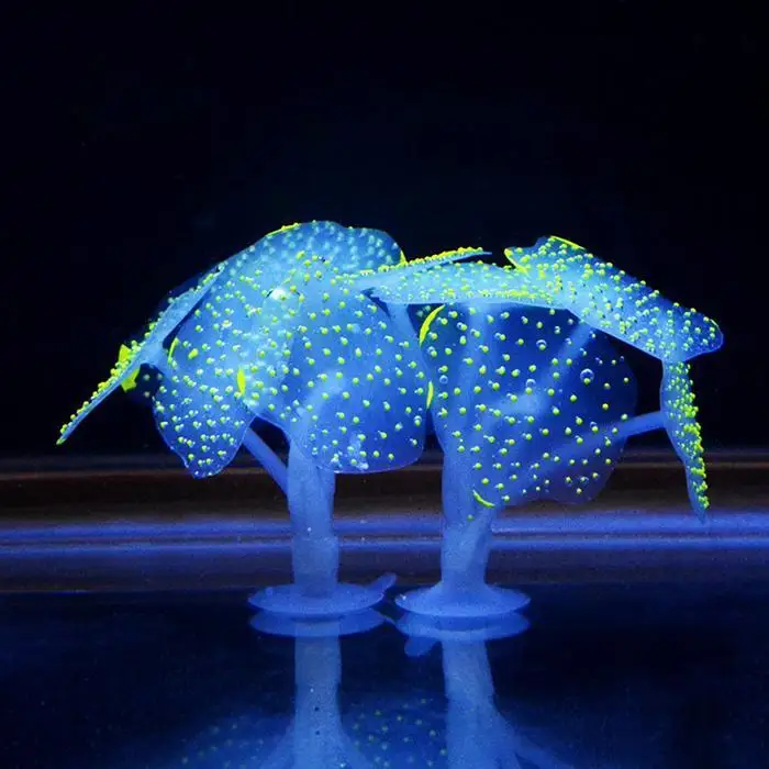Аквариумное растение домашний стеклянный аквариум украшение присоска база USB Домашний, мягкий светящийся эмульсионный коралл 1 шт