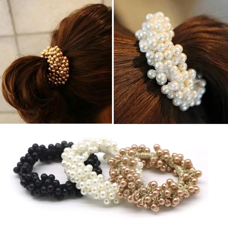

1PCS Fashion Pearl Headwear Elastic Hair Bands Hair Elastic Rubber Bands Ring Tie Hair Accessories Scrunchy Headband For Women