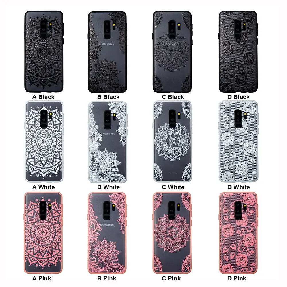 (6)_JONSNOW Floral Case for Samsung Galaxy S6 S7 Edge S8 Plus S9 Plus Emboss Lace Hard PC+ Soft TPU Phone Back Protective Cover