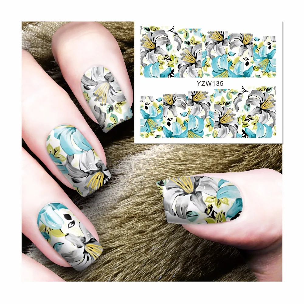 

LCJ Beauty Nails Harajuku Designs Nail Art Water Decals Floral Nail Transfer Stickers 135