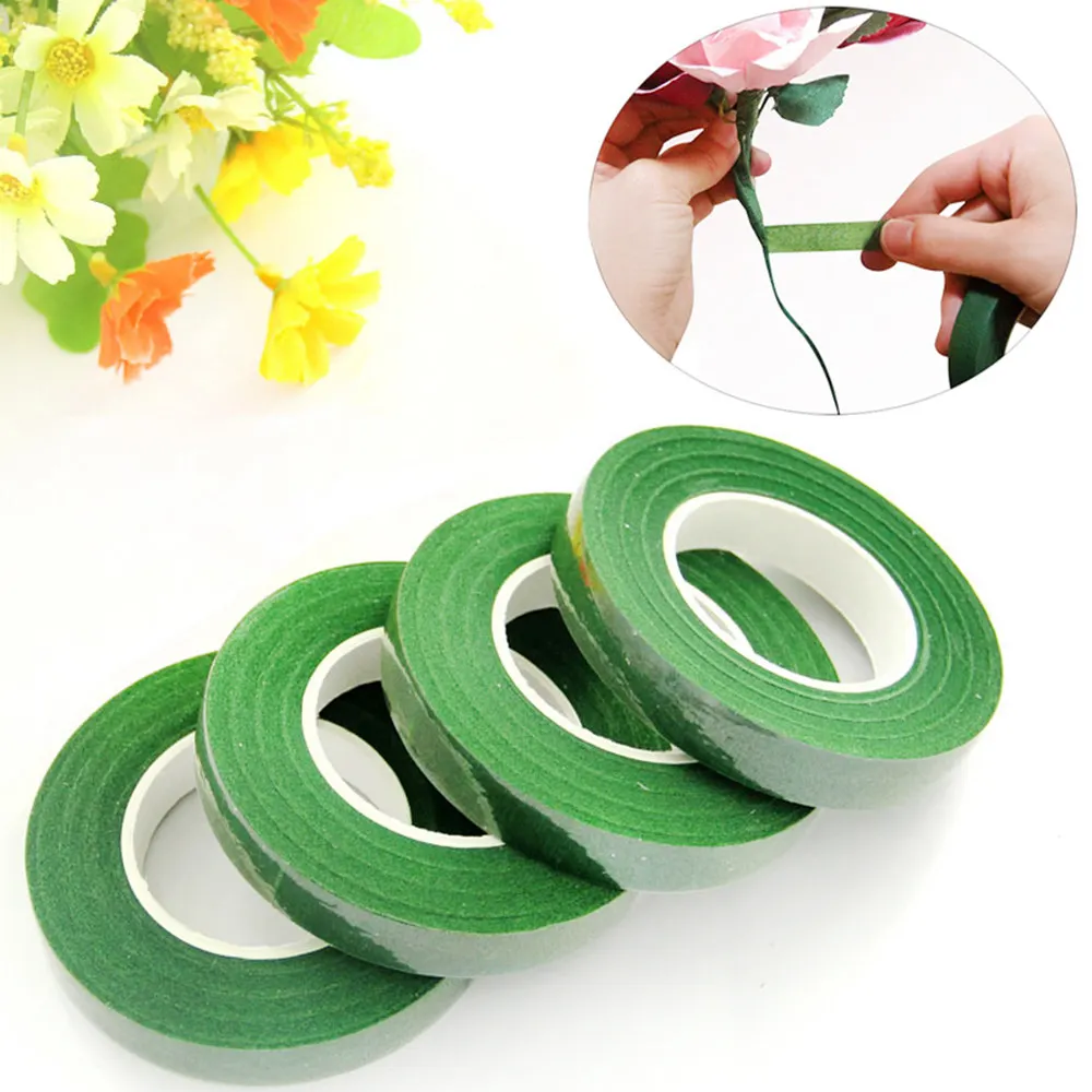 

30Yard/Roll 12mm Paper Flower Tape Corsages Buttonhole Artificial Flower Branch Wrapping Green Tapes Nylon Fake Flower Supplies