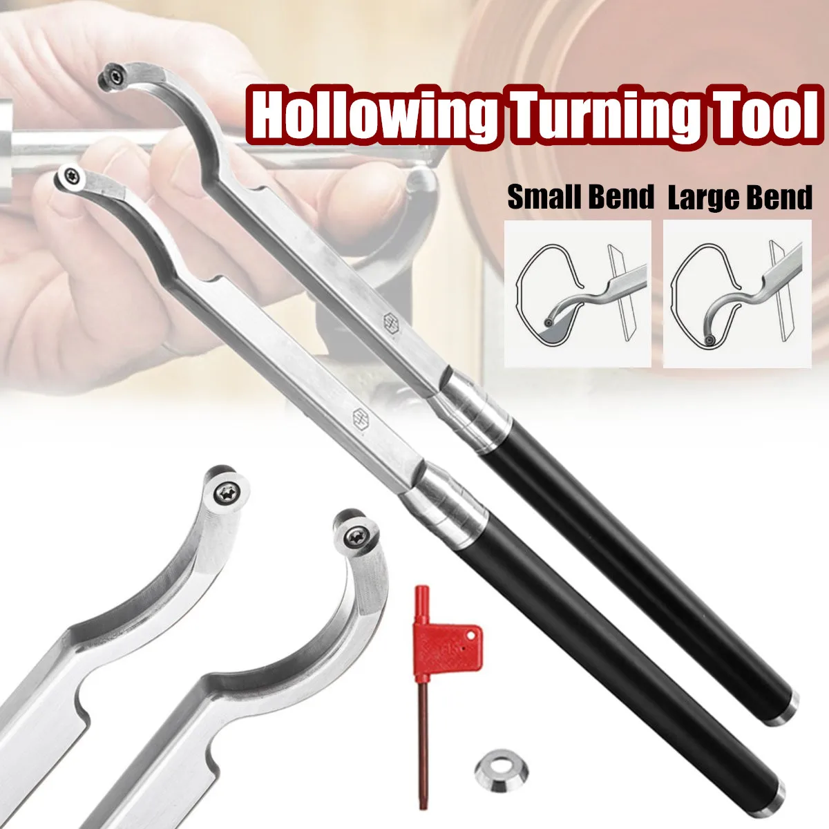 

Hollower Wood Turning Hollowing Hook + Carbide Insert Lathe Cutter Tool For Metal Working Lathe, Turning, Cutting, Threading