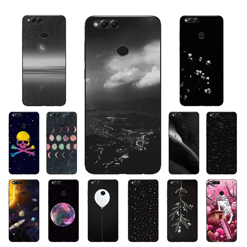 Clear TPU for Honor 7X Back Phone Cover Soft Silicone Huawei honor Const Printing Cases 5.93&quot Fundas |