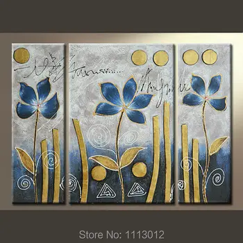 

Hot Hand Painted Knife Tulips Modern Oil Painting Flowers On Canvas 3 Panel Art Set Home Wall Decoration Picture For Living Room
