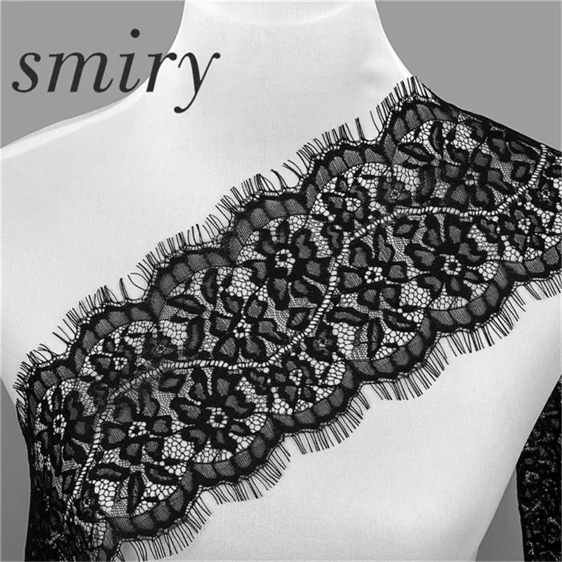 Smiry 3Yards Width 12.9cm Eyelash Black Soft Floral Lace Trim Tassel Decoration Craft Sewing For Dress Make | Дом и сад