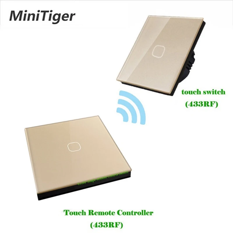 Minitiger стандарт ЕС 1/2 банды 2 способ беспроводной дистанционный настенный светильник сенсорный переключатель беспроводной накопитель дистанционный сенсорный переключатель - Цвет: MT-S601-F01-G