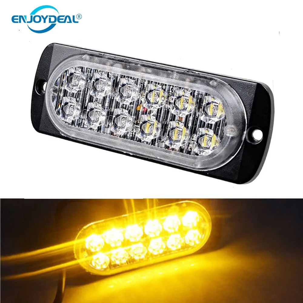 1Pc 36W 12 LED Car Truck Flash Light Emergency Hazard Warning Strobe
