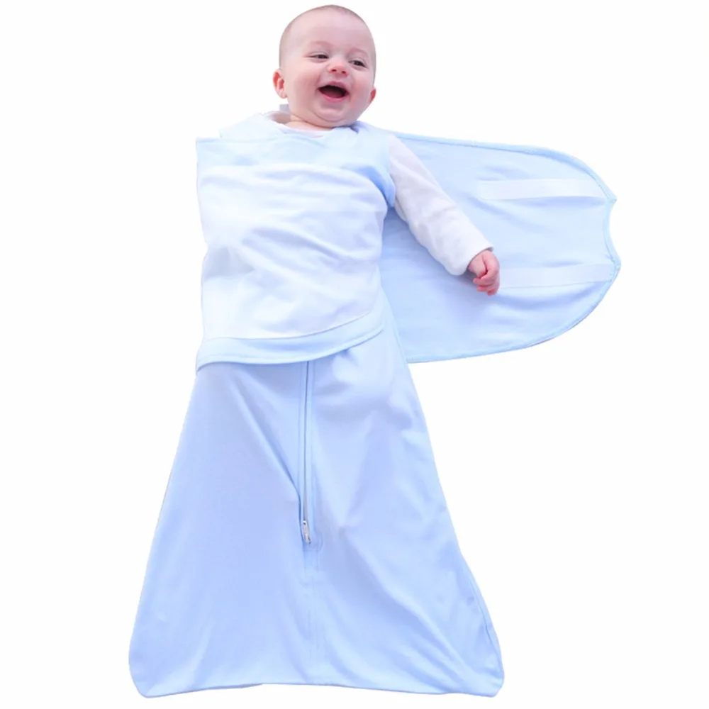 Сплошной цвет младенческой новорожденный Чистый хлопок Мягкий Пелёнка обертывание крыла Защитная спальное одеяло мешок