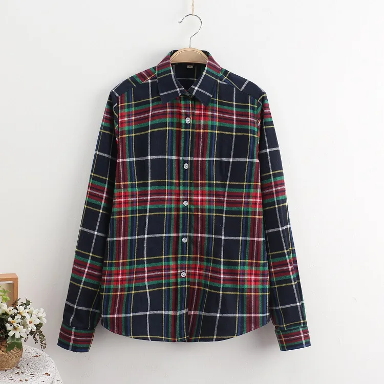 2017 Brand New Fashion Plaid Shirt Female Casual Style Women Blouses Long Sleeve Flannel Shirt Plus Size Cotton Blusas Tops 5XL 35