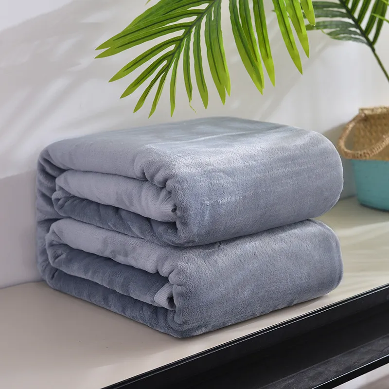 

Simple Gray Solid Color Double Layer Blanket Thick Soft Throw Blanket On Sofa Bed Plane Travel Plaids Adult Home Textile Cobe