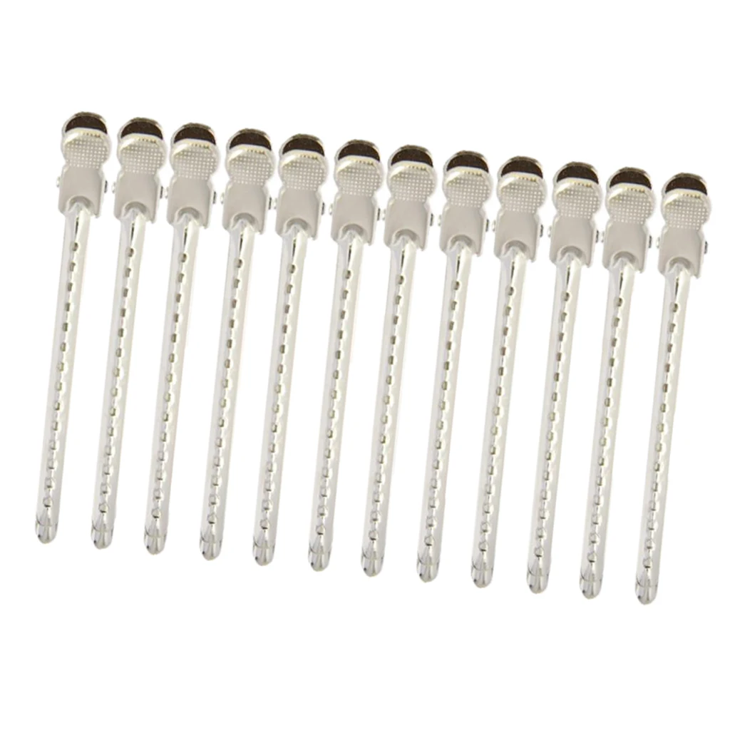 12pcs Steel Hair Sectioning Clip Clamp Claw Salon Hairdressing Grip