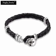 Череп Кожаный браслет, Томас Стиль Хорошо ювелирные изделия для души Для женщин, кожа подарок в 925 серебро, супер предложения