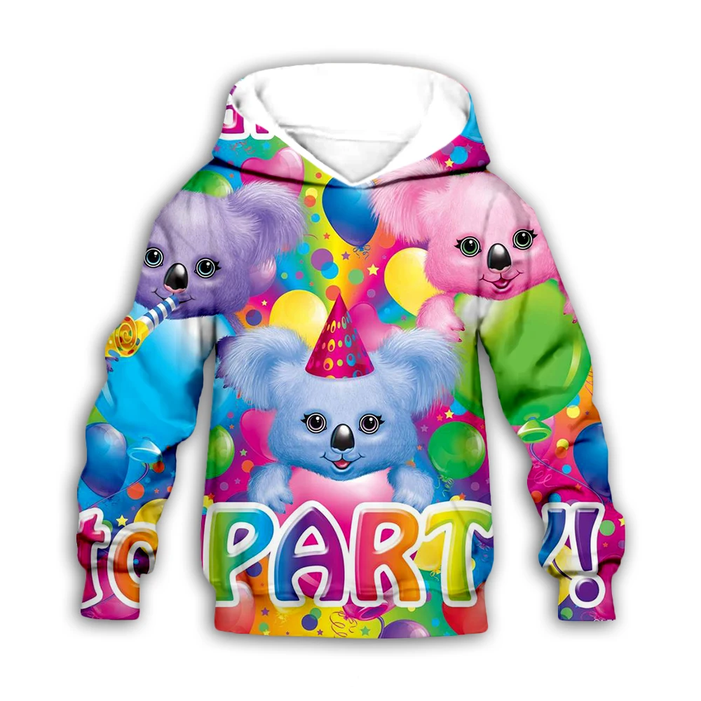 

Kids 3D cartoon koala Print set Hoodies baby girls boy Lisa Frank children animal sweatshirts zipper coat jacket t shirt pants