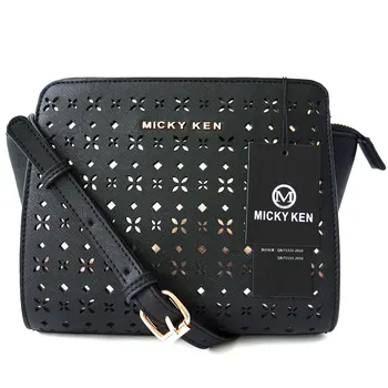 

MICKY KEN 2018 fashion brand handbags single carved hollow bat bag smiley face cross pattern PU shoulder Messenger bag handbag