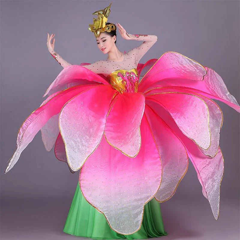 

New Ballroom dance dresses High Quality Flowers opening dance big dress Modern dance performance service