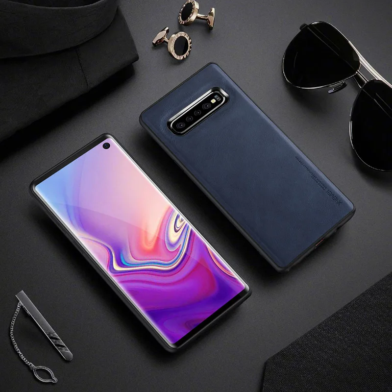 X-Level кожаный чехол для samsung Galaxy S10 Plus, мягкий силиконовый чехол для samsung S10 S10e S10+ чехол - Цвет: Blue