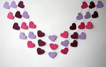 

Purple hot pink heart garland - Heart garland - Valentine decor - Paper garland - Wedding decoration - Bridal shower - Nursery