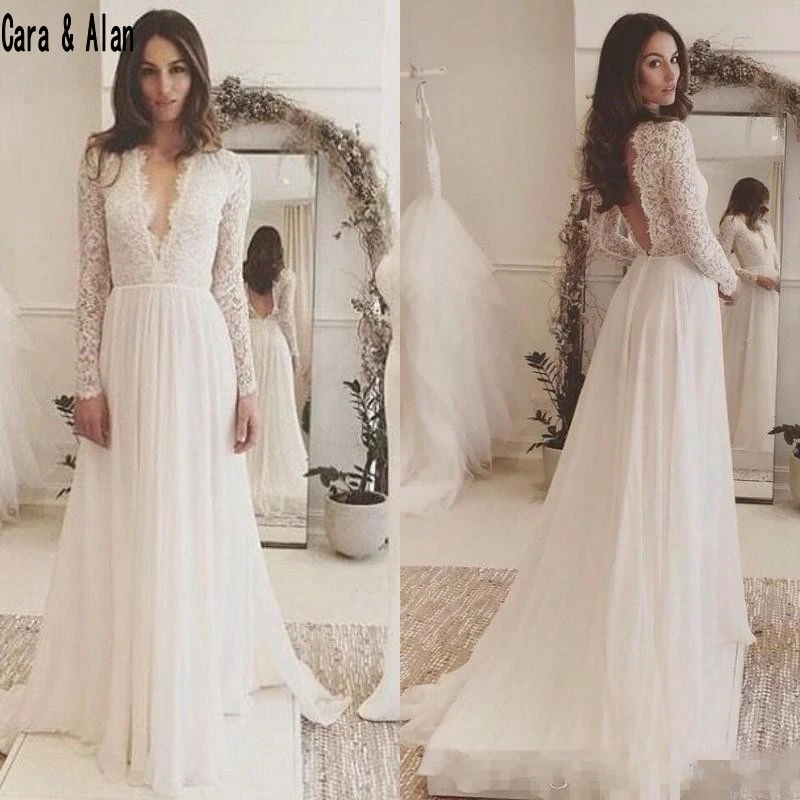 long sleeve lace country wedding dress