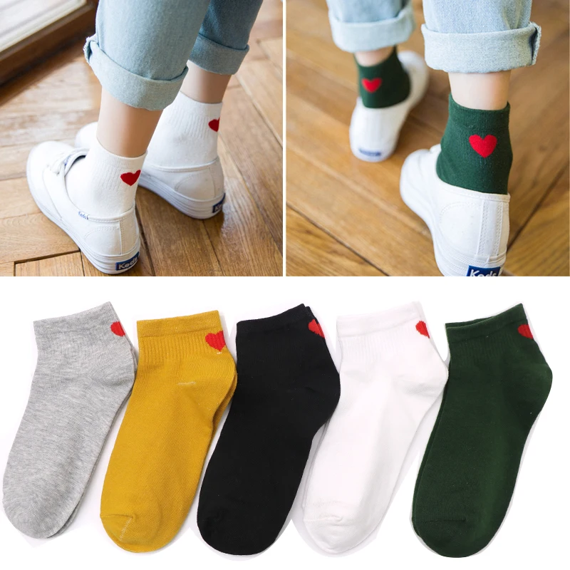 5 пар, яркие цвета, короткие носки до лодыжки для женщин и девочек, милые носки, невидимые рождественские носки, Sokken Meias, теплые зимние носки