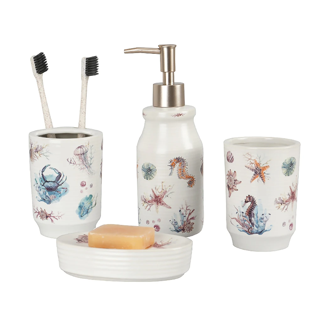 4pcs simple stylish Ceramic Bathroom Accessory with Soap Dish Toothbrush Holder Brushing Cup Soap Dispenser bathroom wash set #4 4pcs simple stylish Ceramic Bathroom Accessory with Soap Dish Toothbrush Holder Brushing Cup Soap Dispenser bathroom wash set #4