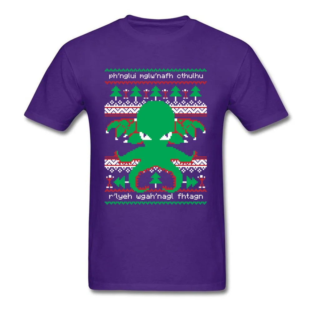 Newest cthulhu cultist christmas 10785 T-Shirt Crew Neck 100% Cotton Fabric Young Tops Shirts Short Sleeve Labor Day Sweatshirts cthulhu cultist christmas 10785 purple