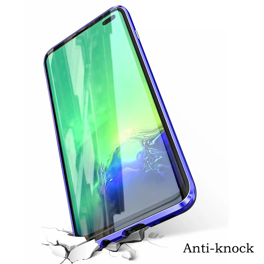 Роскошный магнитный металлический чехол с двойным стеклом для Samsung Note 10 9 8 S10 S9 S8