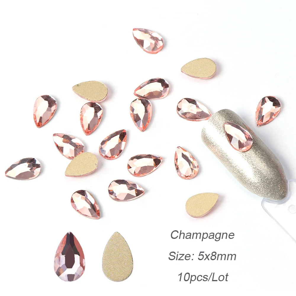 10 шт. Кристаллы Стразы для ногтей 3D страз жир капли воды камни AB дизайн ногтей украшения аксессуары для ногтей алмазный Маникюр BEA41 - Цвет: Champagne