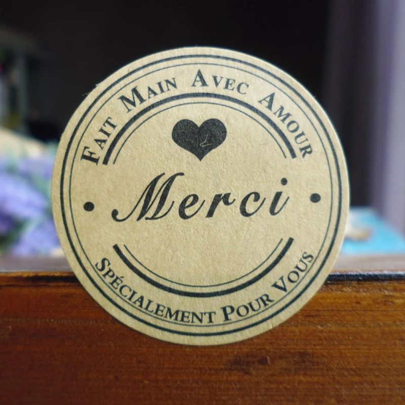

Wholesale 600pcs/lot "Merci" Thank you Packaging Label Stickers Seal Decoration Sticker for Gift Baking Food