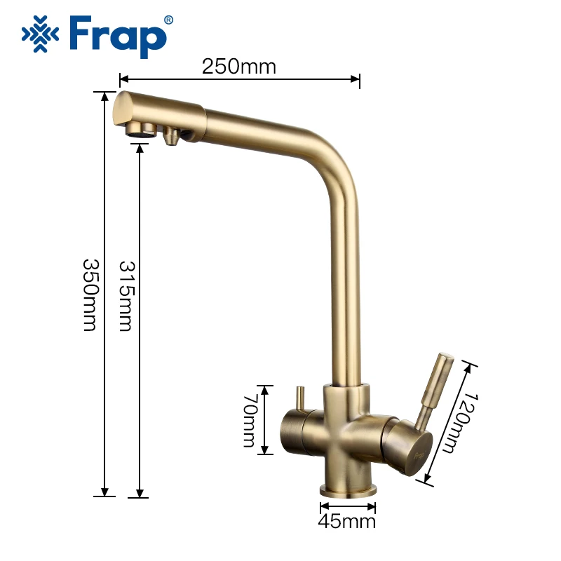 FRAP смеситель для кухни, 5 цветов, латунный домашний кухонный смеситель для раковины, смеситель с фильтрованной водой, смеситель для холодной и горячей воды, водопроводный кран