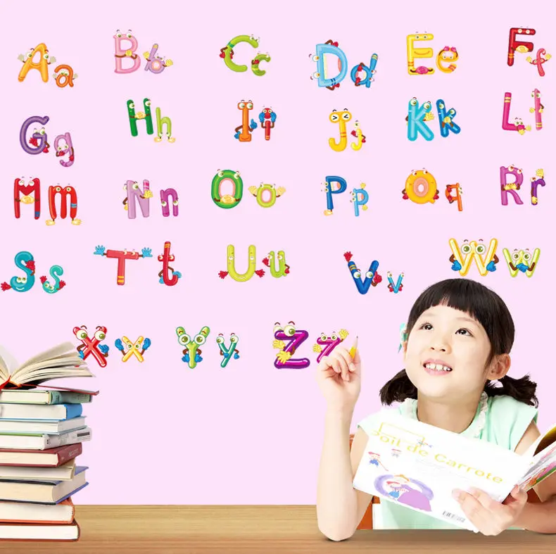 Cartoon 26 Alphabet Letters Kids Room Wall Sticker Decal Nursery Home