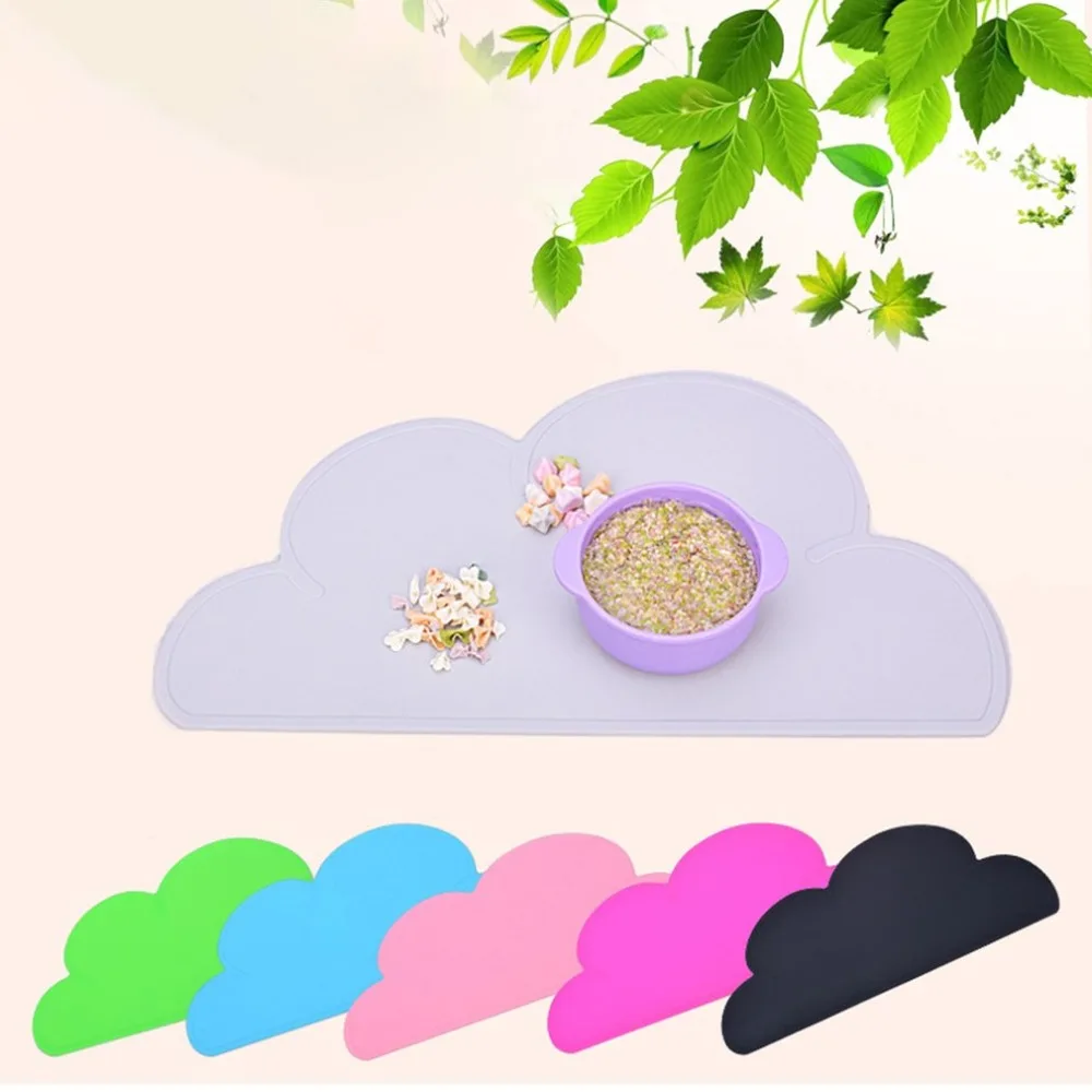 

1pcs Silicone Baby Placemat Kid Cloud Shaped Plate Mat Waterproof Non-slip Table Mat for Baby Feeding Dinner Plate Tableware Pad