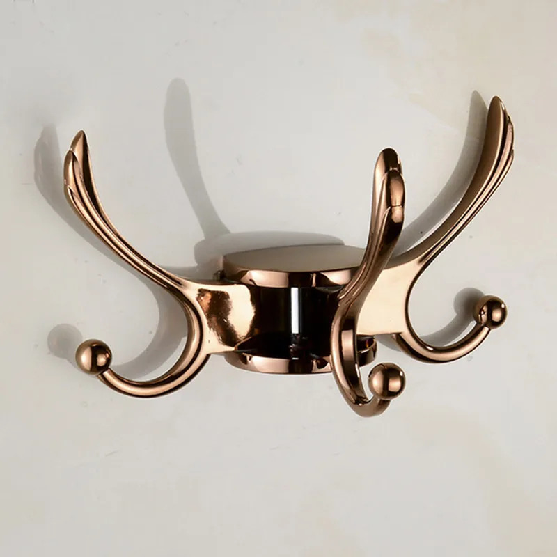 Rose Gold Домашняя одежда крючки вращение три крючка настенная Вешалка Кухня цинковый сплав тройной качели руки Висячие Набор рыболовных крючков - Цвет: Rose Gold