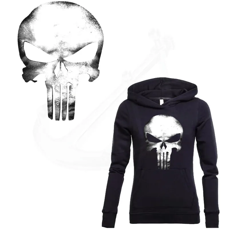 

Punisher Skull Stickers 32*19.2cm Patch For Clothing A-level Washable DIY T-shirt Hoodies decoration
