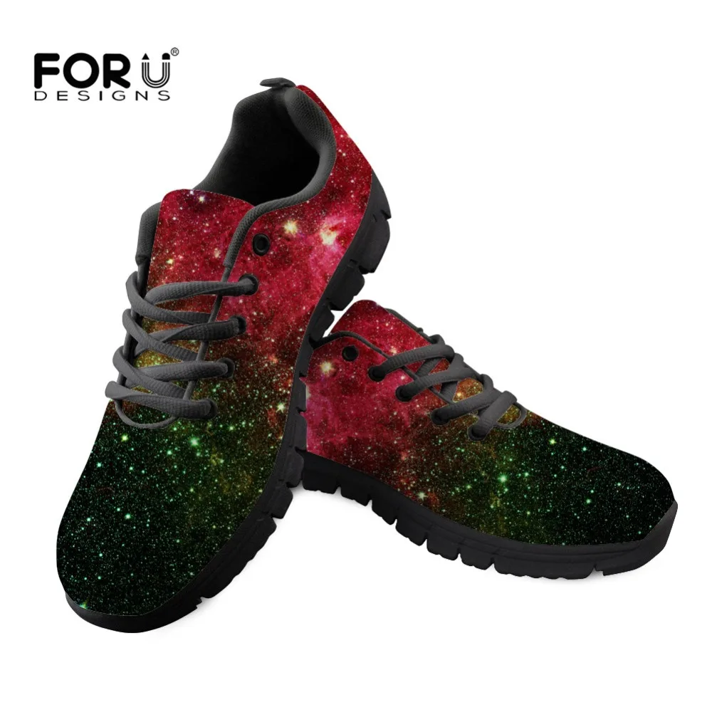 

FORUDESIGNS Tumblr Starry Sky Printing Women Flats Casual Fashion Ladies Lace up Sneakers Walking Shoes Chaussures Femme 2018