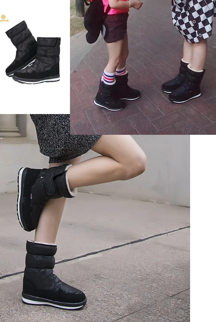 Обувь женские черные зимние ботинки Камуфляжный дизайн, большой размер, теплый мех, супер качество, сделано в Китае, сапоги на резиновой подошве