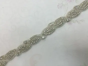 

10yards DHL free shipping Rhinestone Crystal iron on Flower Applique Chain Bridal Dress Costume Trim