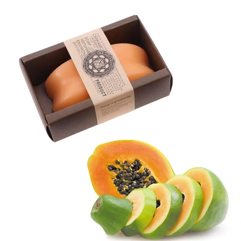 

2Pcs Papaya Soaps Deep Cleanse Exfoliating Anti-aging Wrinkles Eliminate Acne Moisturizing Formula Skin Lighteners for Face Body