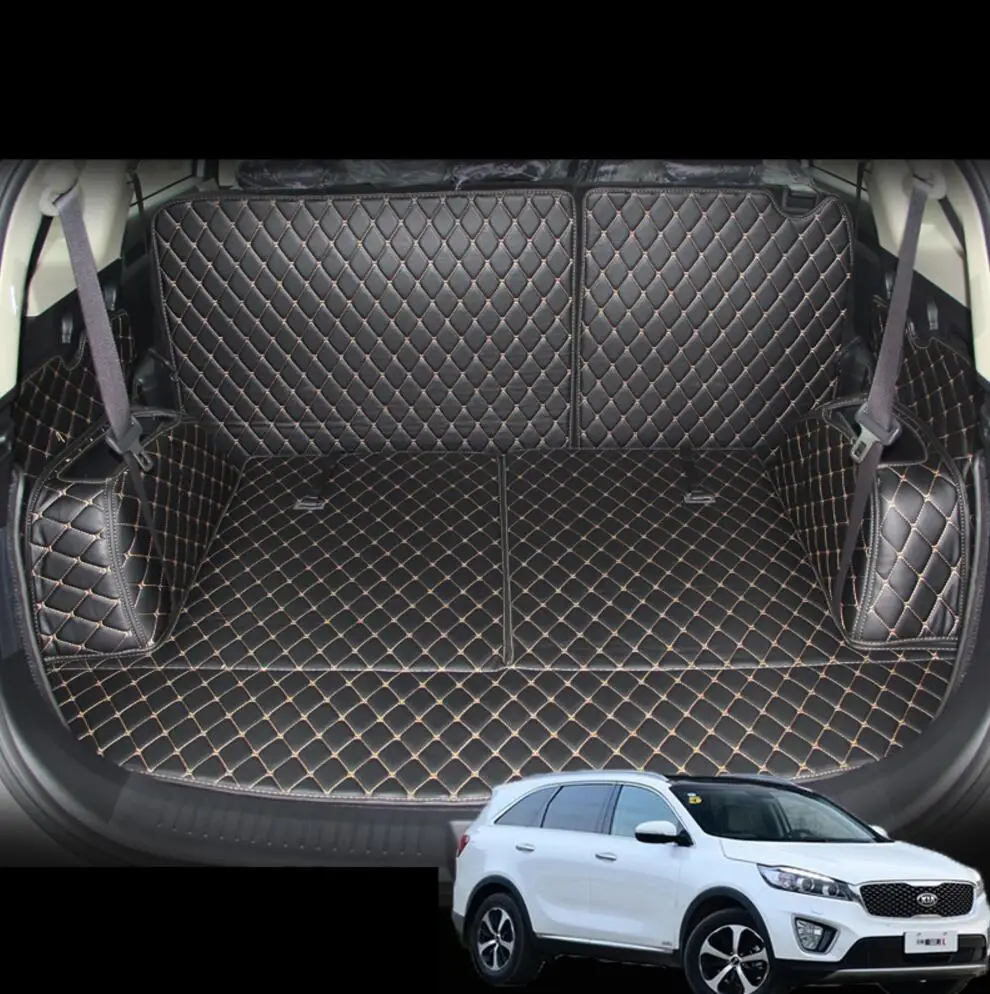 Волоконно кожаный коврик для багажника автомобиля kia carens 2013 2014 2015 2016 2017 2018 2019 rondo