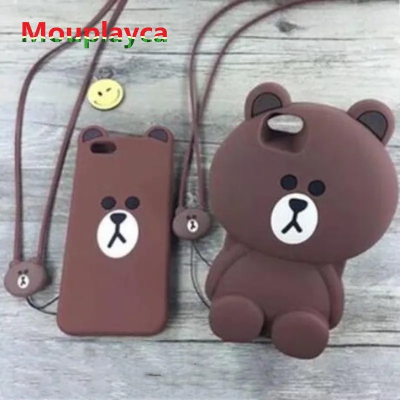 Mouplayca милый медведь 3D резиновые чехлы для телефонов iphone 4 4s S Se 5 X мягкий