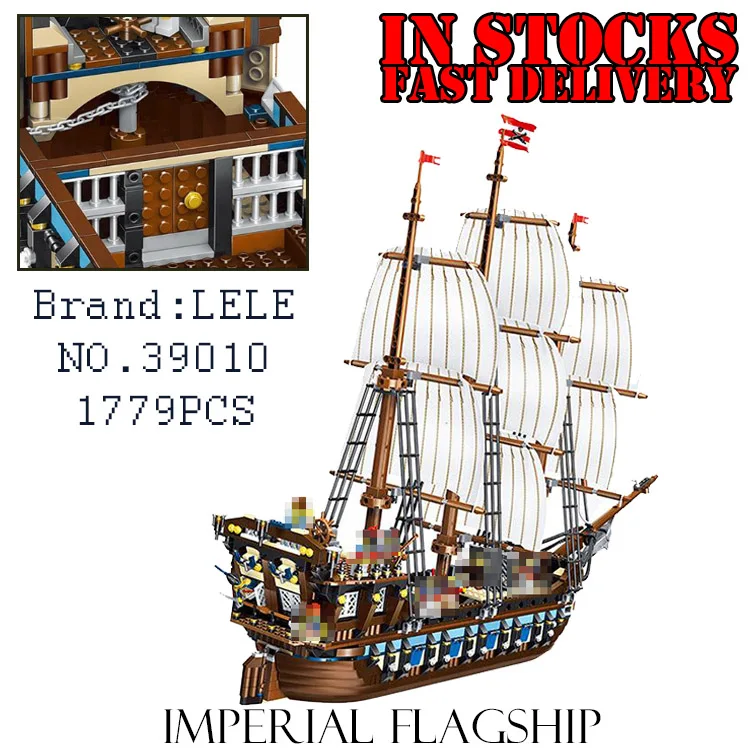 

LELE Pirates of the Caribbean Series Imperial Flagship 39010 1779PCS Building Blocks Bricks toys for children brinquedos 10210