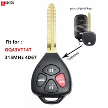 Keyecu – clé télécommande de remplacement, 315MHz, 4D67, mise à niveau, pour Toyota Camry Corolla Sienna Matrix Solara, pour actiac Vibe