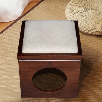 

Solid Wood Square Stool Chinese Tea Stool Change Shoes Stool Table Stool Creative Living Room Coffee Table Small Bench Retro Sof