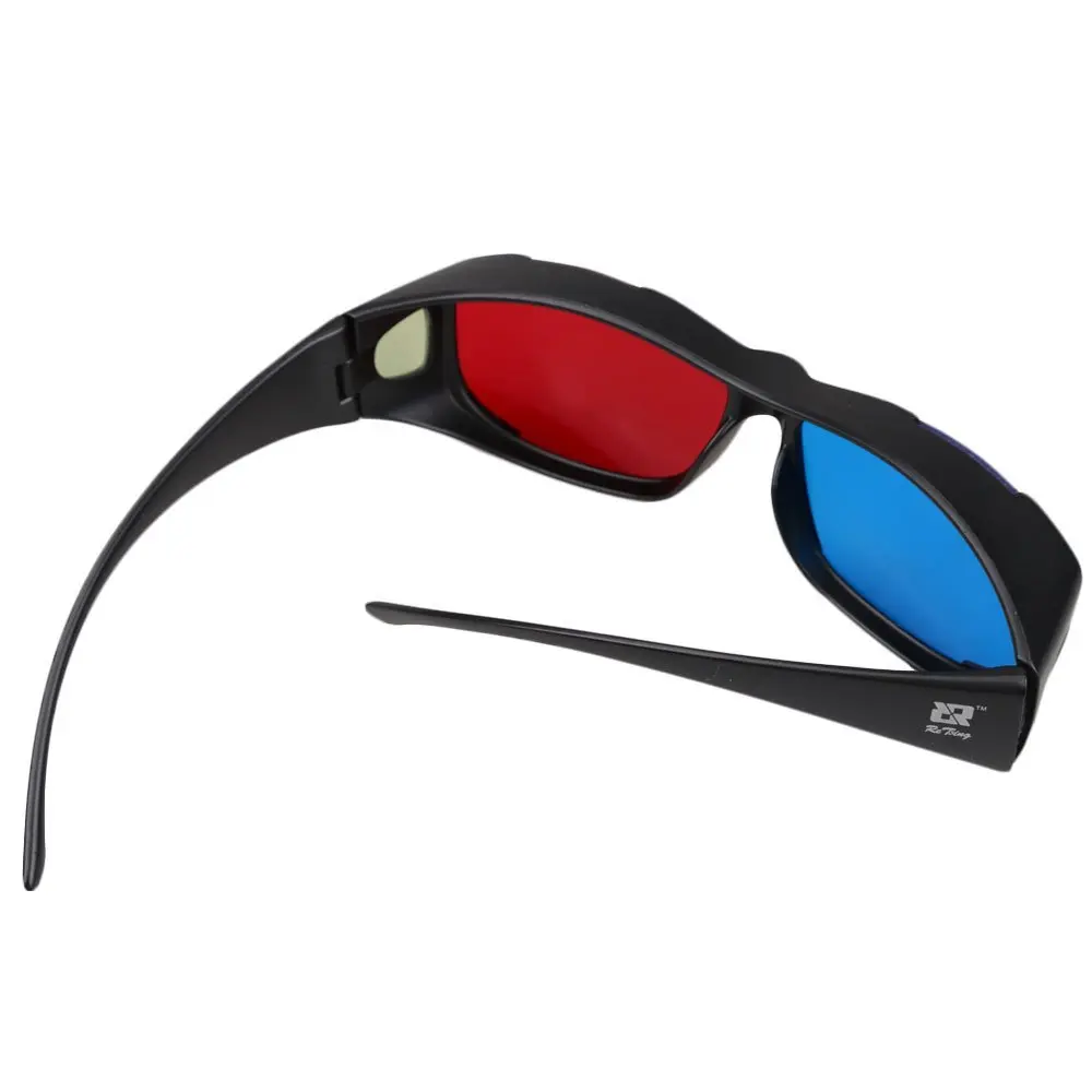 SCLS 5pairs Red+Blue Plasma TV Movie Dimensional Anaglyph 3D Vision Glasses (Anaglyph Frame), Black